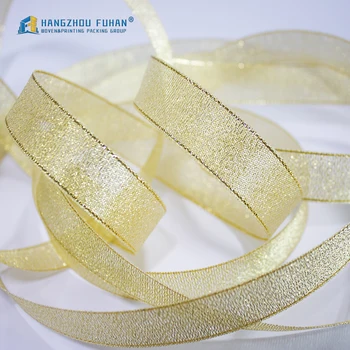 Custom Recycled Sari Silk Ribbon for Saling, Glitter Gold or Argent Metallic Ribbons