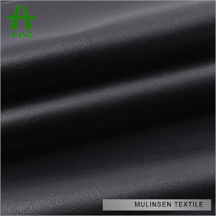 Mulinsen текстиль горячие продажи Трикотаж 75D DTY Interlock черный Джерси PU Покрытые стрейч ткань для юбки