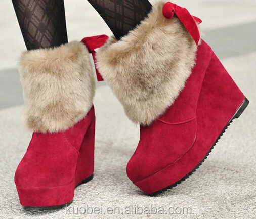 red boots with white fur