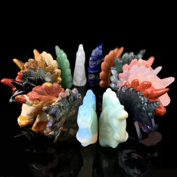 Wholesale Natural Quartz Crystal Hand Carved Unicorn Skulls Healing Statue Gift for Home Decoration Gift hand carved craft