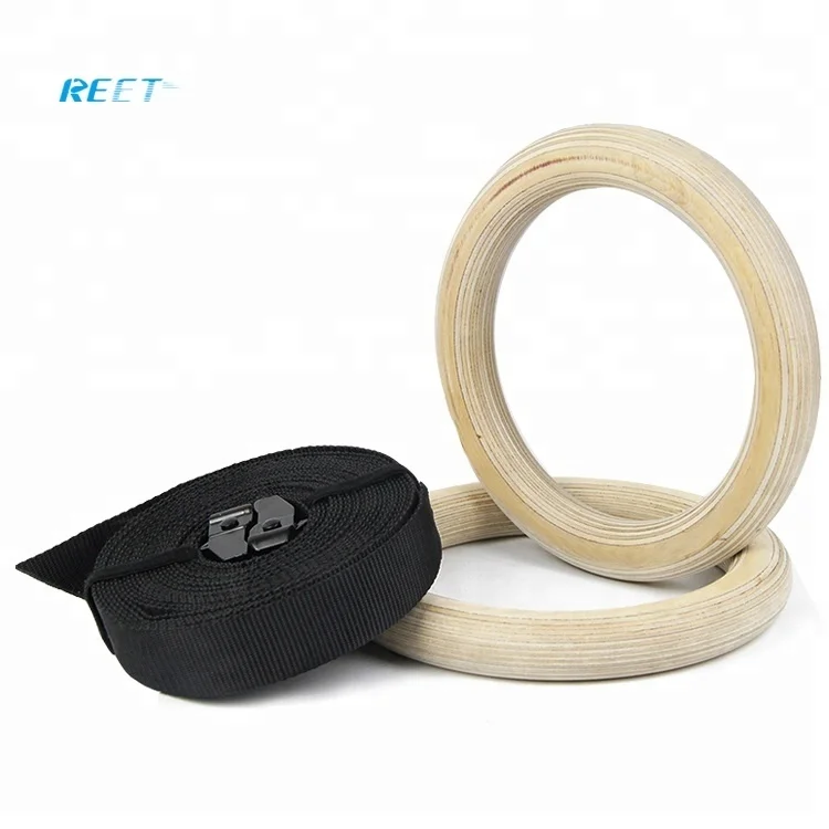 
Оптовая продажа, деревянные гимнастические кольца с пряжками для ремней 