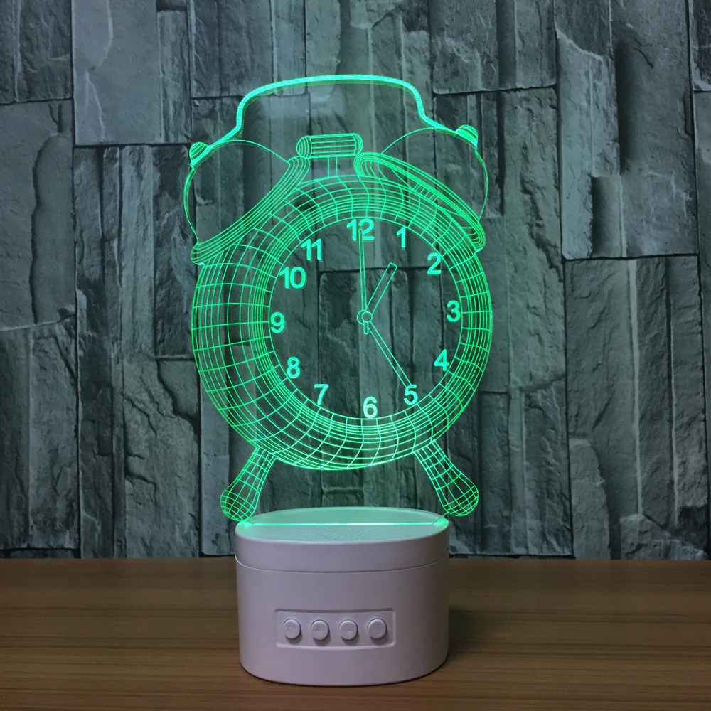 Newest Cool Alarm Clock Lamp 7 Color Changing Led 3d Nightlight Building Light For Bedroom