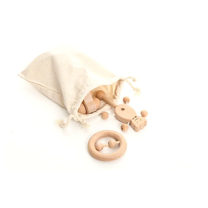 
Новый подарок ребенку от 5 шт. набор деревянных детские погремушки игрушки Монтессори органический бук Детское Зубное кольцо детские погремушки Прорезыватель для зубов 