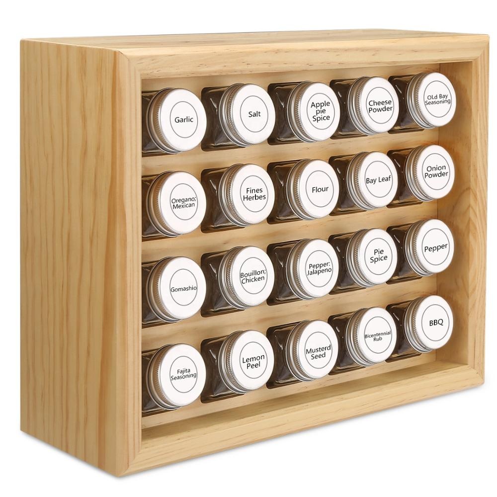 
 Полностью собранная кухонная стойка для специй из массива дерева и Штабелируемый Органайзер  