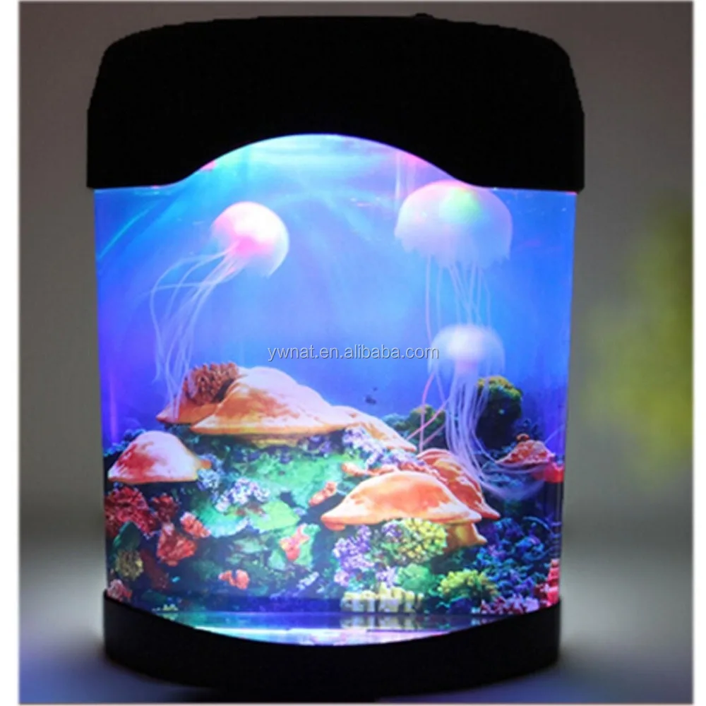 colorful fish tank led light jellyfish aquarium lamp water box Bedside Decoration Lava Night 2.5ft Electric Fake Tank Color Changing Bubble Fish Aquarium Lamp Kids Gifts Great for kids in elementary Jellyfish Lamp 7 Color