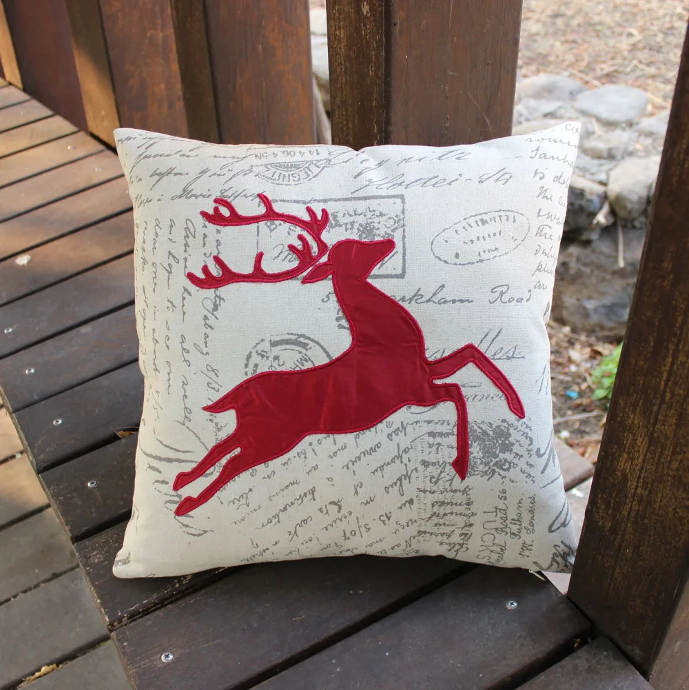 Diy Sofa Cover No Sew Small House Interior Design Vezo Home Embroidered Red Deer Linen Cotton Sofa Cushions Diy Chair Cover No Sew Folding