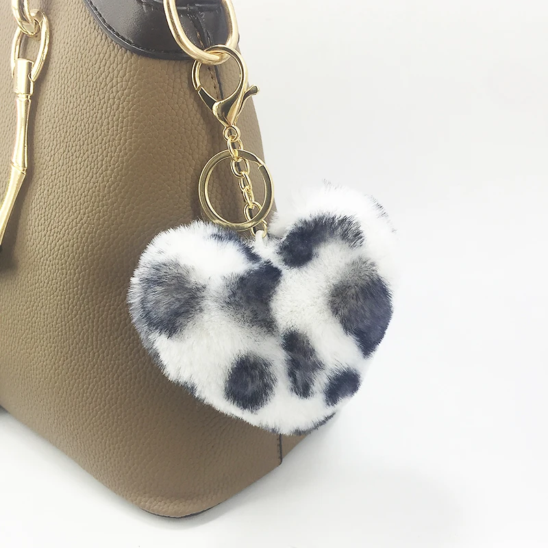 
 Брелок Yongze с помпоном в форме сердца, дизайнерский брелок для ключей в форме сердца, Меховые помпоны для сумок, брелки с шариком из искусственного меха  