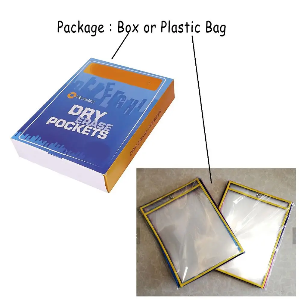 
 Карманы для сухого стирания многоразовые сухие стираемые рукава защищают прозрачный карман с двойной прострочкой и красочным краем  