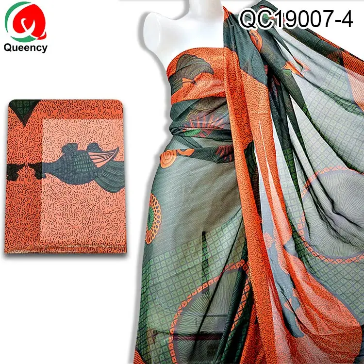 
 Элегантная африканская шифоновая ткань Queency из спандекса с принтом, оптовая продажа  