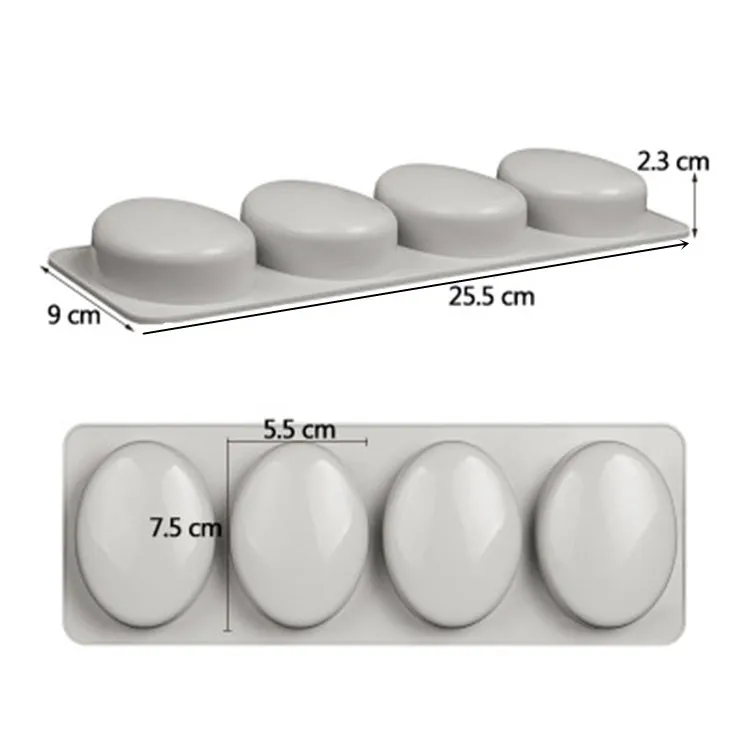 P0364 Factory High Quality Custom Professional Soap Mold Round Rectangle BPA Free 4 Cavity Silicon Soap Molds Oval