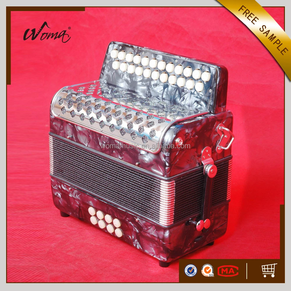 High Grade 23K8B Diatonic Celluloid Button Accordion With Cagnoni Reeds