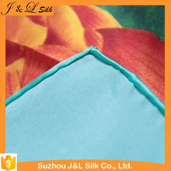 Оптовая продажа китайский квадратный атласный шелковый шарф с цифровой