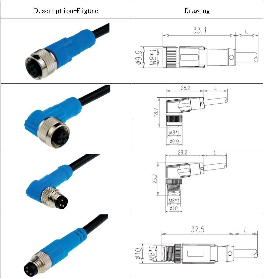 Connettore del cavo del sensore M5 femmina a 4 pin con connettore circolare  in PUR