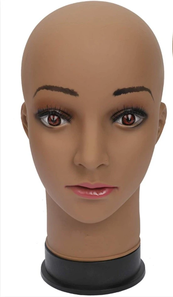 bald mannequin head brown female professional