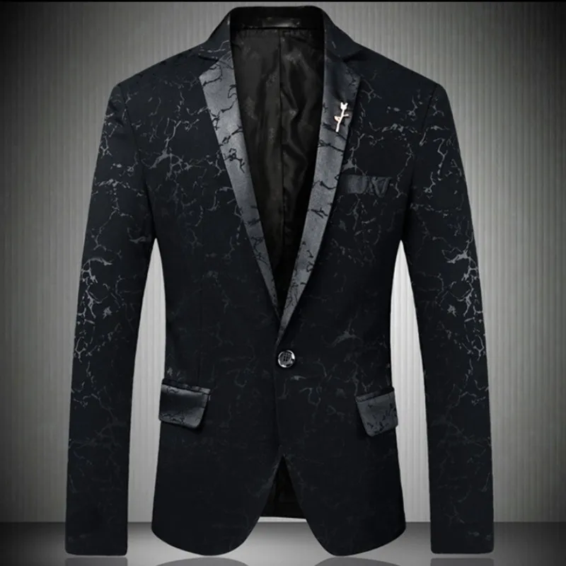 Men's Blazer Slim Fit One Button Stylish Business Suit Jacket_voghion.com