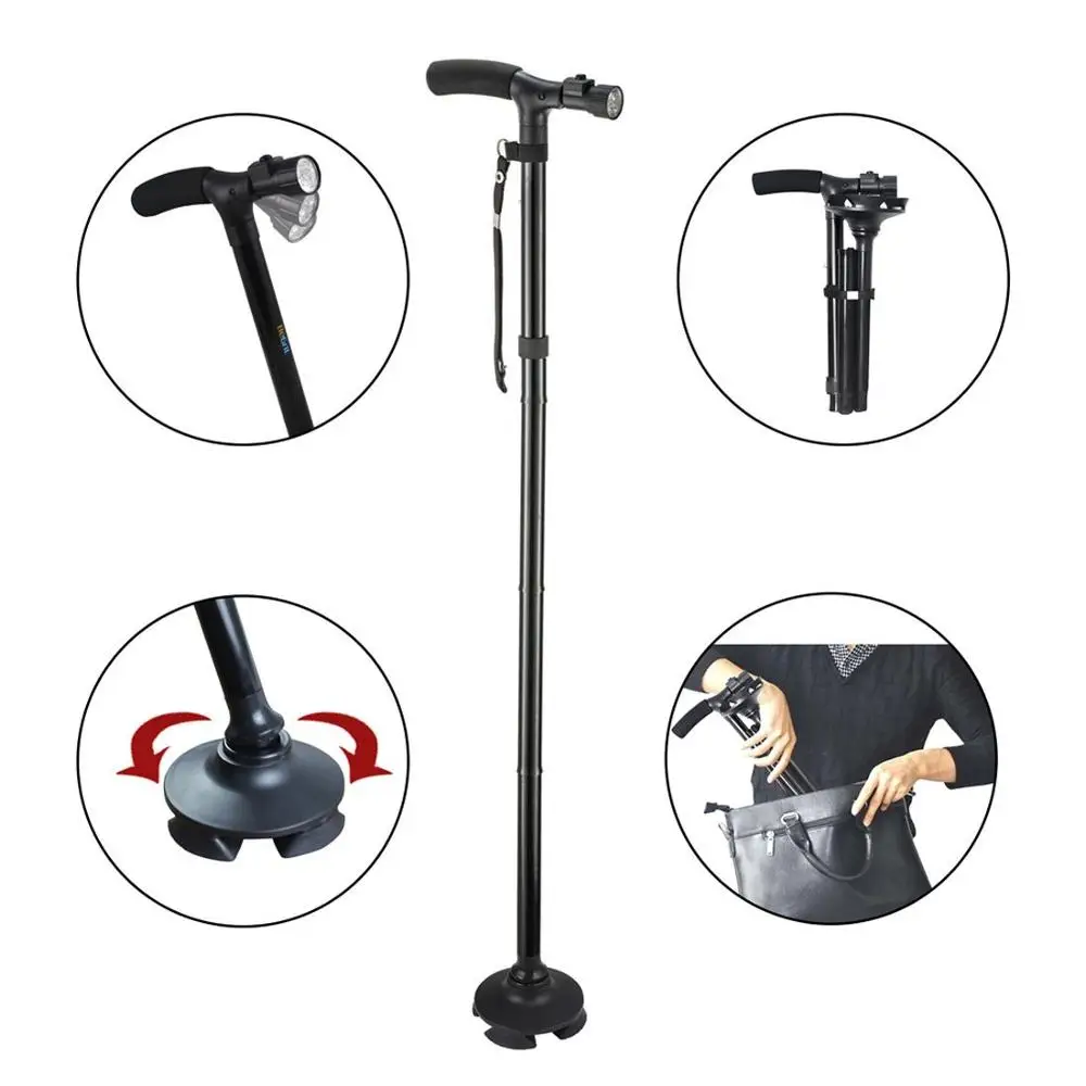 2018 Best Sale Ningbo Smart Foldable Walking Cane for Old People Usewooden Crutch Accessory