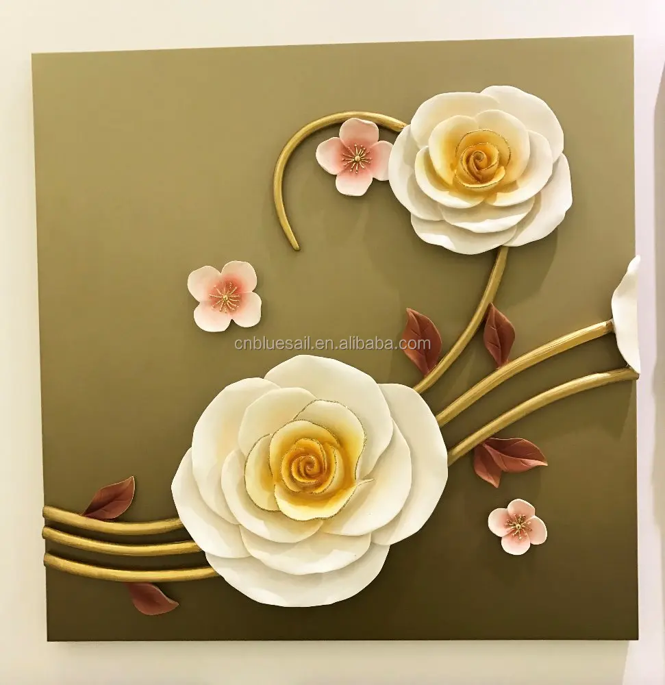 Source Resin art painting, Handpainted 3D flower art, Home Hotel