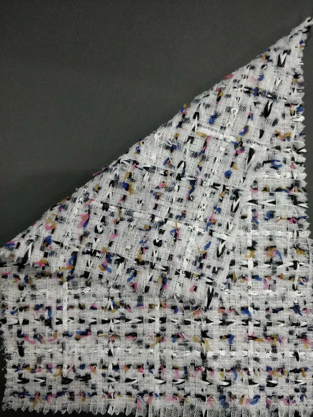Colorful Tweed Fabric for Women Overcoat Fancy Yarn New Fashion 2018 Woven Contact Supplier Custom Jeans Suits