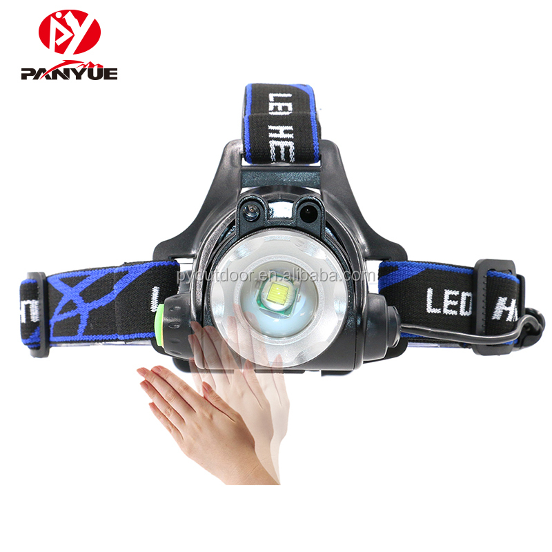 
 2019 новый продукт, высокая мощность, 1200 люмен, водонепроницаемый светодиодный налобный фонарь с перезаряжаемым от USB датчиком для кемпинга с волновой ручкой ВКЛ./ВЫКЛ.  