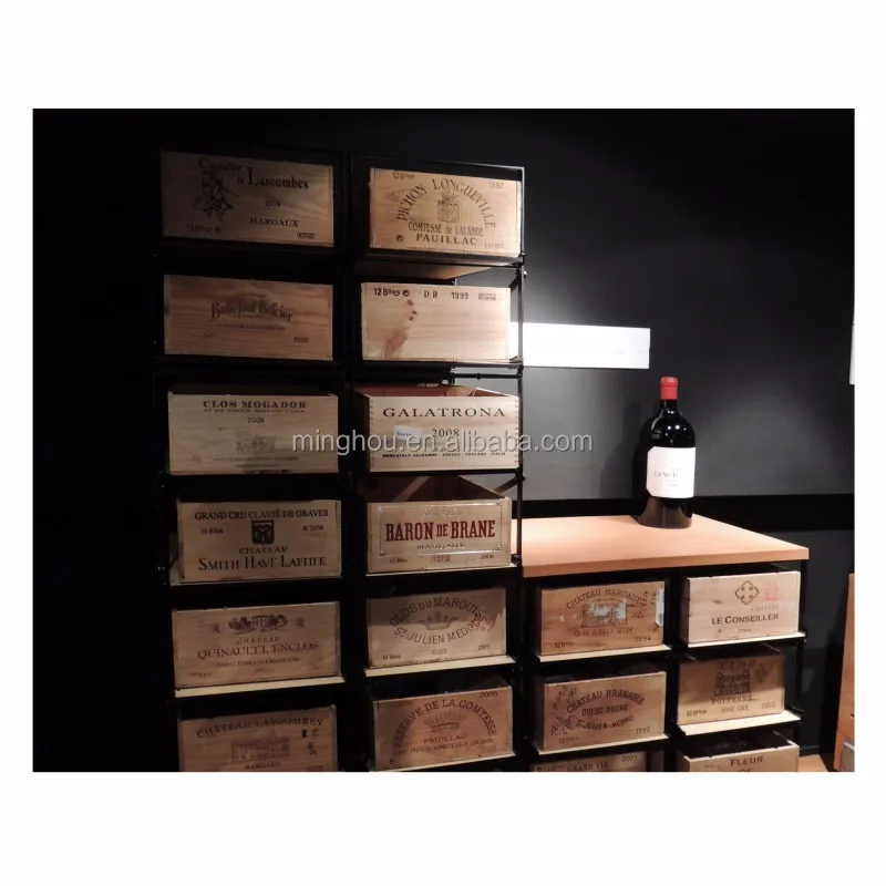 Eurocave Style Wine Cellar Storage System Sliding Wood and Metal Wine Rack Cases