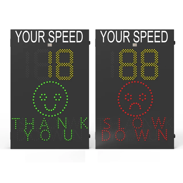 Emoj Face Feedback Solar Doppler Speed Indicator Device Driver Meter Sensor Detector Limit Display Sign Speed Radar