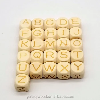 10mm square shape cube Wooden Letter Alphabet Beads