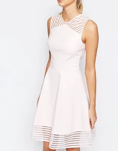 Women's Casual Summer Sleeveless A-Line Skater Dress Solid White Mesh Breathable Sexy Design