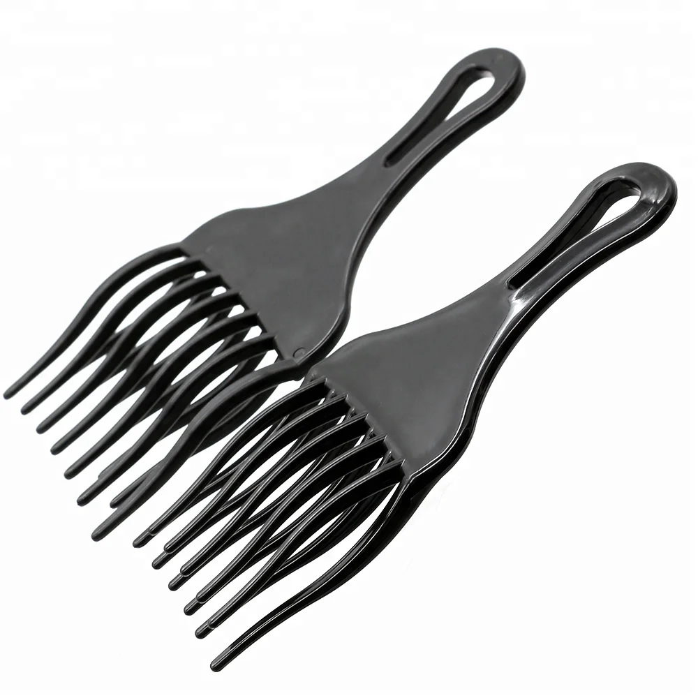 Extensão De Cabelo,Preto Plástico Ondulado Penteado Afro Palito Garfo Para Cabelos Encaracolados Ferramentas De Estilização Do Cabelo - Buy Picareta Afro Pente Garfo,Extensão Do Cabelo Da Onda Afro Pente Pick,Ferramentas De Estilo