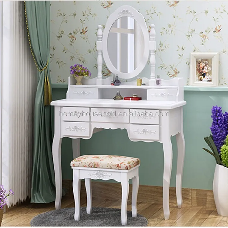 Coiffeuse Avec Commode Et Chaise 2 Pieces Meuble De Rangement A 7 Tiroirs Buy Coiffeuse Avec Chaise Product On Alibaba Com