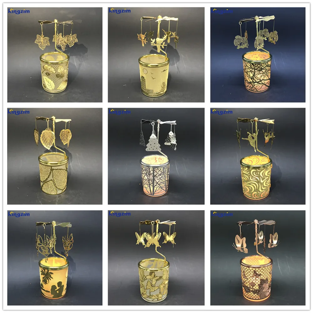Wholesale Customized Spinning Rotating Maple Leaf Carousel Tealight Candle Holders for Wedding Gift