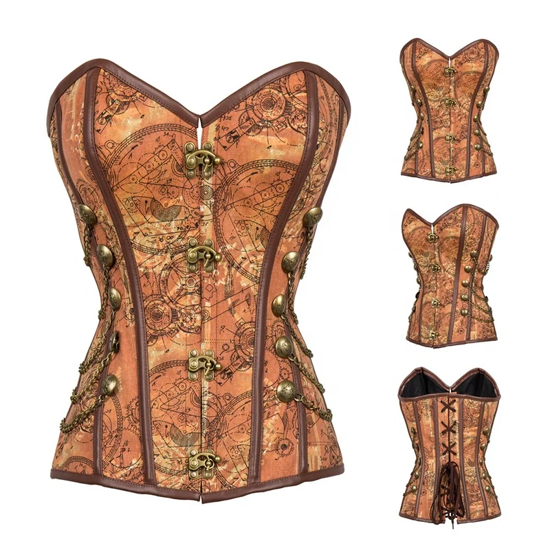 Corzzet Brown Leather Underbust Steampunk Mens Corsets And