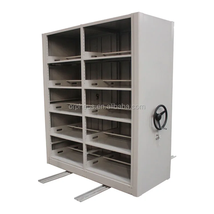 Filing Storage Cabinet Office Furniture Double Bank Archive Rack High Density Mechanical Mobile Storage Shelving