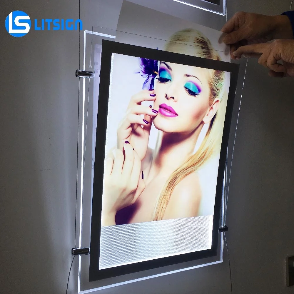 24x36 Inch Ultra Thin Acrylic LED Light Box | Wall Mounted Poster Frame For Store Signs & Advertising