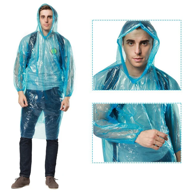Cheap Wholesale Disposable PE Rain Poncho Rain Coat Raincoat