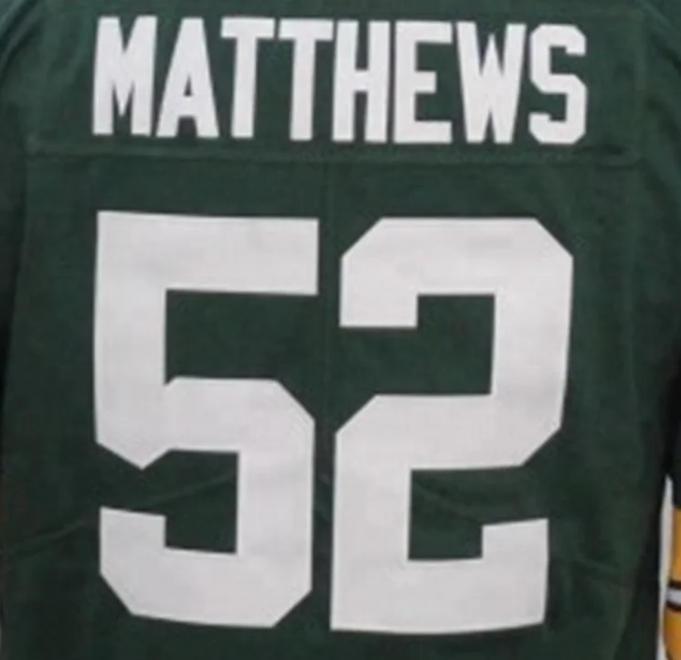 Source Customized Clay Matthews #52 Green Best Quality Stitched