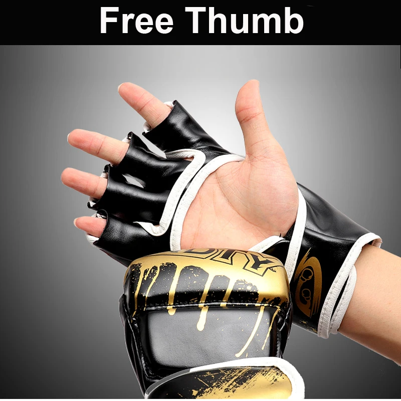 
Оптовая продажа, Детские и взрослые боксерские тренировочные перчатки с логотипом на заказ, перчатки для ММА на полпальца 