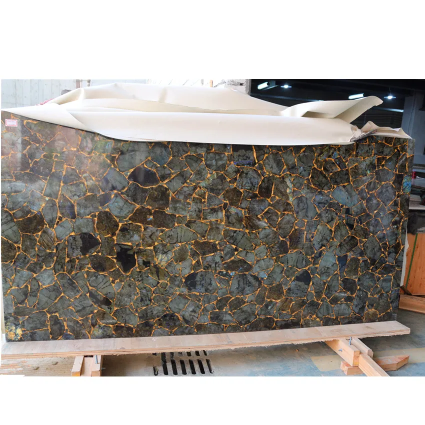 Customized Gemstone Island Labradorite Blue Gemstone Counter Top