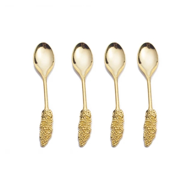 New design gold dessert spoon zinc alloy coffee spoon