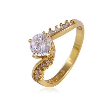 11501 Latest design simple jewels 14k gold color plated gold ring with CZ stone