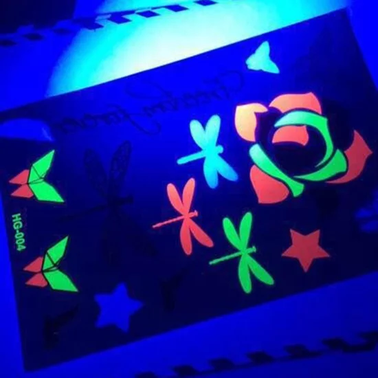 UV Light Reactive Customized Neon Tattoo Stickers 