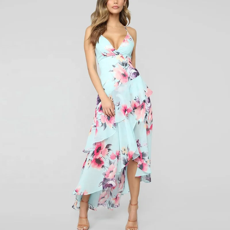 light blue floral maxi dress