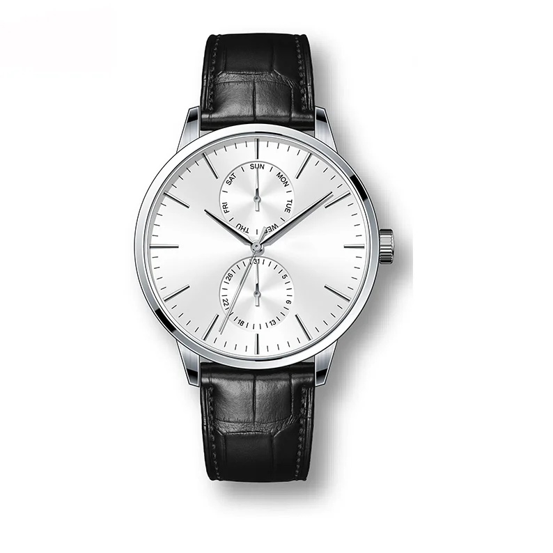 Stylish Leather Strap Chronograph Quartz Custom Watch Luxury