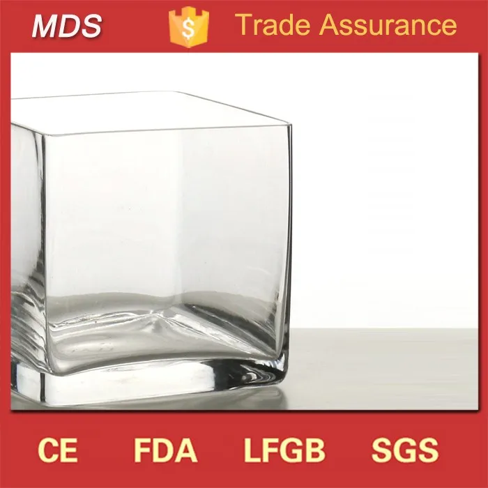 Block Cheap Different Sizes square pink Glass Vase