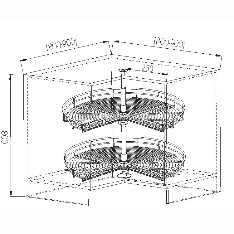 Kitchen Cabinet 270 Degree Swivel Basket Three Quarter Circle