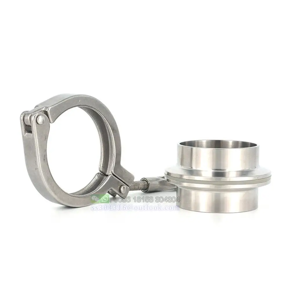 High Quality Heavy Duty Tri Clamp Ferrule with Gasket Stainless Steel Single PIN Tri Clover Clamp Fi