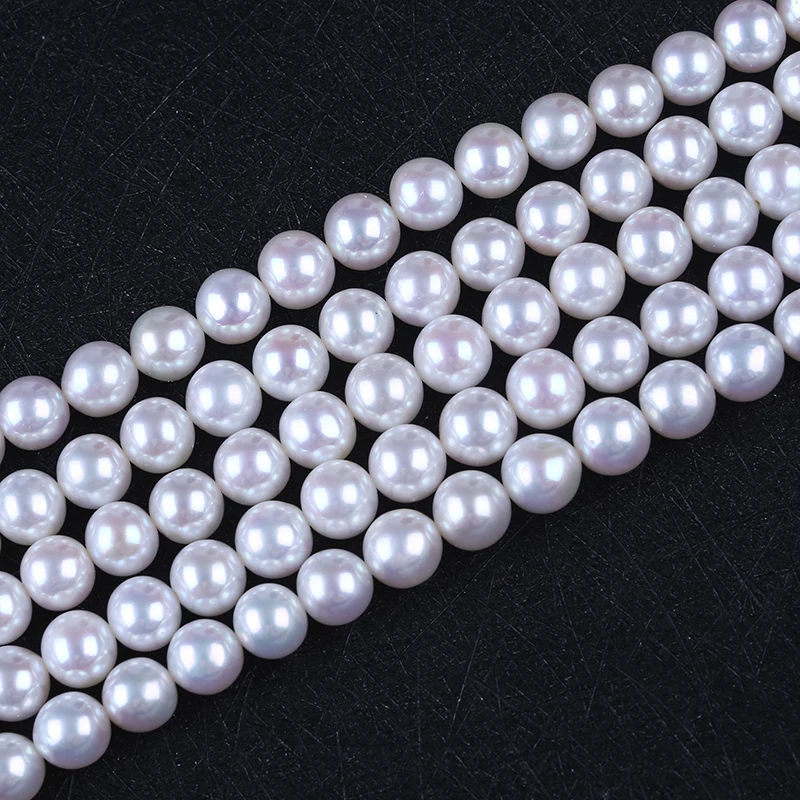 AAAA 8mm 9mm White Akoya Round Shape Seawater Pearl Strand