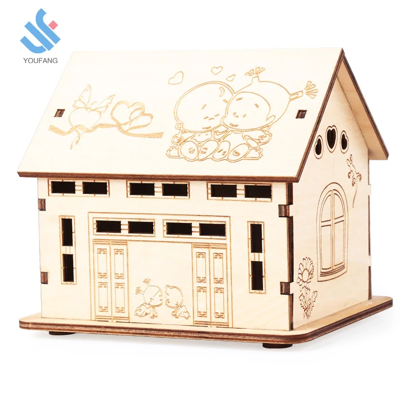 
 YF-M630 оптовая продажа, красивая Высококачественная популярная небьющаяся деревянная Копилка в форме домика  