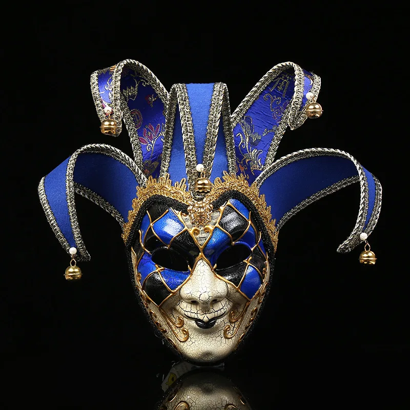 Blue And Silver Jester Mask Venetian Masquerade Mask