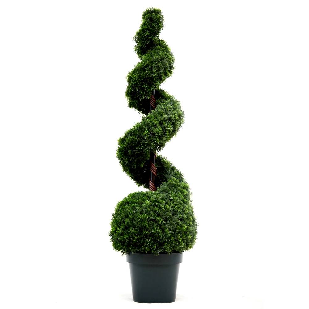 L Upright Juniper Slim Spiral Tree with Dark Green Round Growers Pot