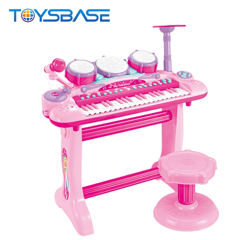 Pink Costzon 2 In 1 Electronic Keyboard and Drum Musical 37-Key Toy Electronic Organ Piano and Drum with Microphone and Flashing Legs 